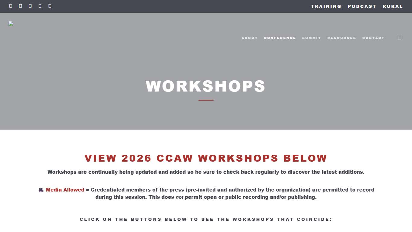 2026 Workshops CCAW